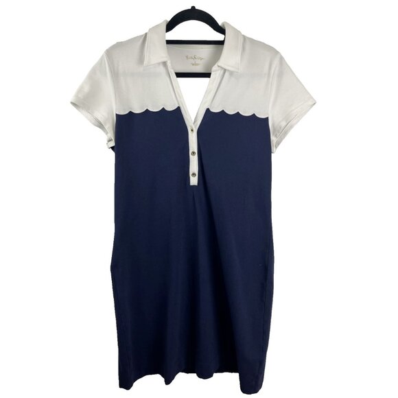 Lily Pulitzer Cotton Blue & White Nautical Golf Dress Women's Size L - Picture 1 of 11